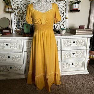Allegra K Long Dress for Women's Boho V Neck Puff sleave maxi dress